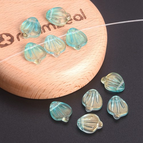 Cuentas colgantes perforadas superiores sueltas de vidrio murano con forma de pétalo floral de 15x12 mm 10 un. - Imagen 16 de 17