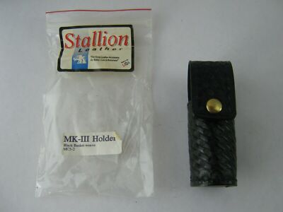 Stallion Leather Basket-Weave MK-III O.C. / Mace Spray Holder Brass Snap
