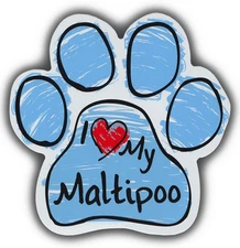 Scribble Paw Dog Magnets: I LOVE MY MALTIPOO | Cars, Trucks, Refrigerators