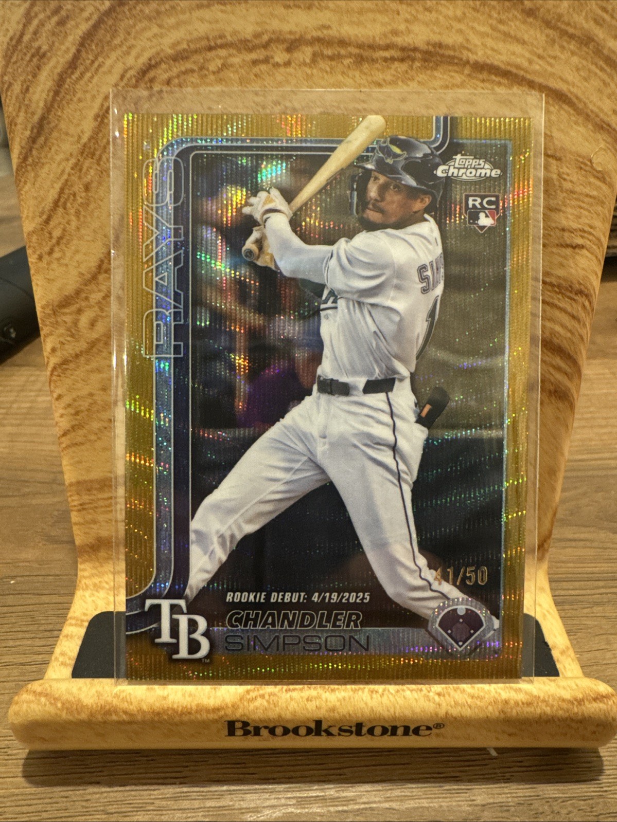 2025 Topps Chrome Update Chandler Simpson Debut Gold Wave Rookie Card /50 Rays