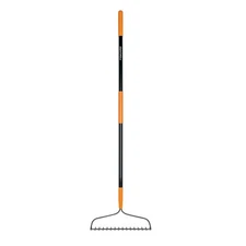 Fiskars Garden Rake, Metal Bow Rake with Fiberglass Handle, 64" Length, Black 