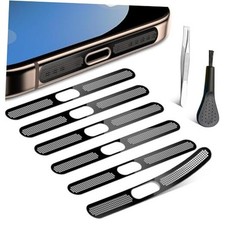 Speaker Dust Cover for iPhone 12 to 16 Pro Max/Pro, 6pcs/Black, Aluminum, Dust