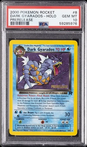 2000 POKEMON ROCKET PRERELEASE #8 DARK GYARADOS-HOLO PSA 10
