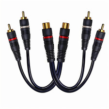 RCA Splitter 1 Female to 2 Male 2 Pack, Y Splitter RCA Audio Video Cable Splitte