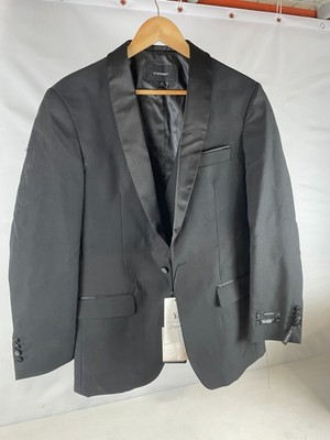 Adam Baker Men's 100% Wool Modern Fit Single Breasted Three Piece Tuxedo, 38