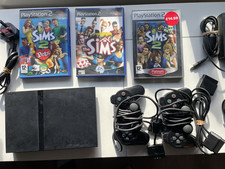 Sony PlayStation 2 Slim PS2 Black PAL Bundle 2  Controllers, Cables, The Sims