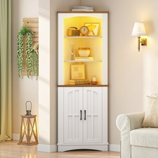 Corner Cabinet Farmhouse Corner Storage Cabinet 5-Tier Corner Bathroom Cabinet