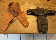 Vintage Toy Rubber Holsters Made In USA - One Is Mattel Fanner Dual Shooting