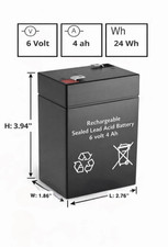 6 Volt 4.0Ah SLA Rechargeable AGM Battery F1 Terminal Replacement