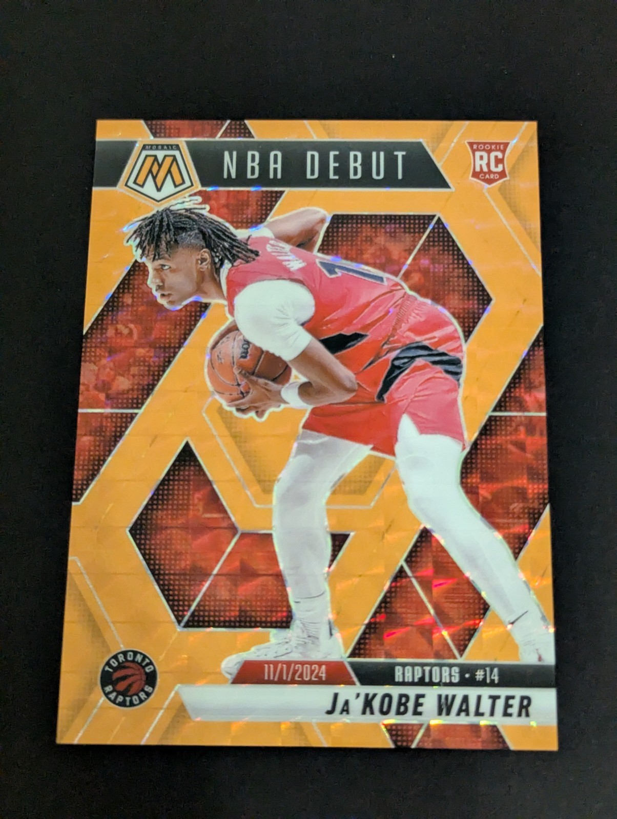 2024-25 Panini Mosaic NBA Debut Ja'Kobe Walter RC Orange Fluorescent 25/25