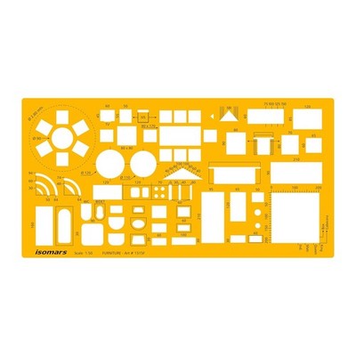 Architect Furniture Design Drafting Template Stencil Orange Transparent Plastic