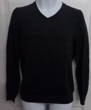 Mens Size S Marc Anthony Gray Damask Stripe V-Neck Lightweight Sweater NWOT