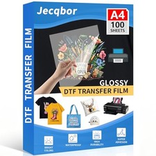 DTF Transfer Film Paper A4 100 Sheets, Premium Glossy Coating DTF Film, Doubl...
