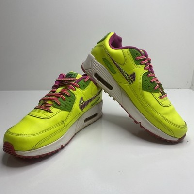 Nike Air Max 90 LTR GS Volt VOLT/FIRE PINK-GREEN STRIKE Sz 6.5Y