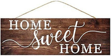 Wooden Home Sweet Home Sign - 15" X 5", Brown, White, Vintage, Front Door Decor,