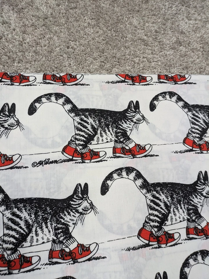 Vintage Burlington House Cat Print Flat Sheet Full Sneakers USA Percale Bedding - Изображение 4 из 4