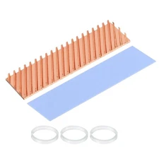 Copper Heatsink 70x20x4mm W Thermal Pad Rubber Ring for M.2 SSD Module 1 Set