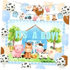 Its A Boy Theme Baby Shower Decoration Include "Its A Boy" Backdrop,Farm