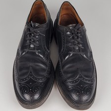 Vtg Florsheim Imperial Black SHELL CORDOVAN Wingtip Oxfords BROGUE Shoes Derby
