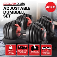 Powertrain Adjustable Dumbbells Set Home Gym Exercise Free Weights - 48kg