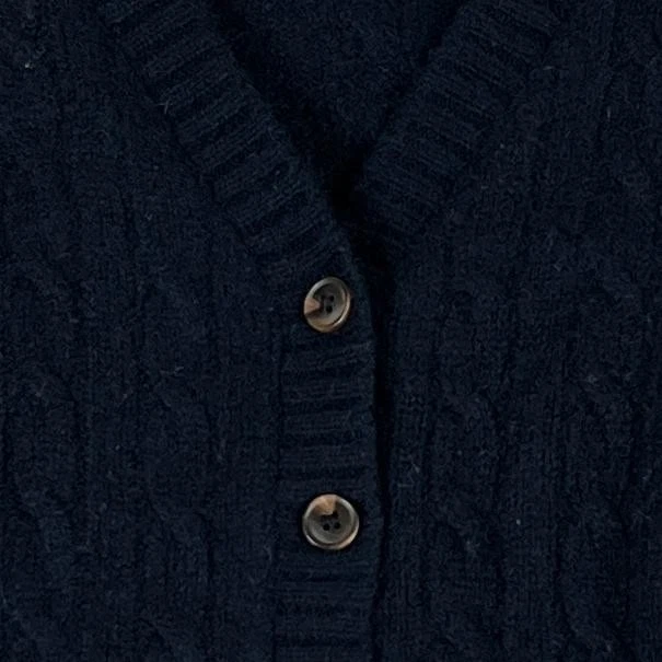 Brandy Melville Sweater Womens Small Black Cable Knit Cardigan Button Front - Image 2 of 4