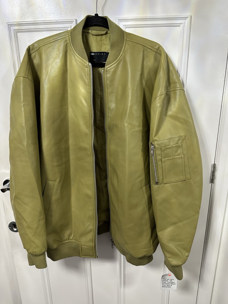 Faux Leather Jacket Asos Green Bomber Jacket ASOS Design
