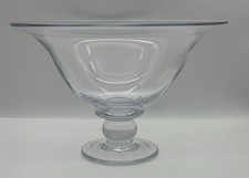 Simon Pearce Clear Handblown Glass Footed Serving Bowl Pedestal Centerpiece 15"