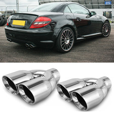 2.5" Chrom Auspuffblende Endrohr Edelstahl Doppel Für Mercedes Benz SLK R171