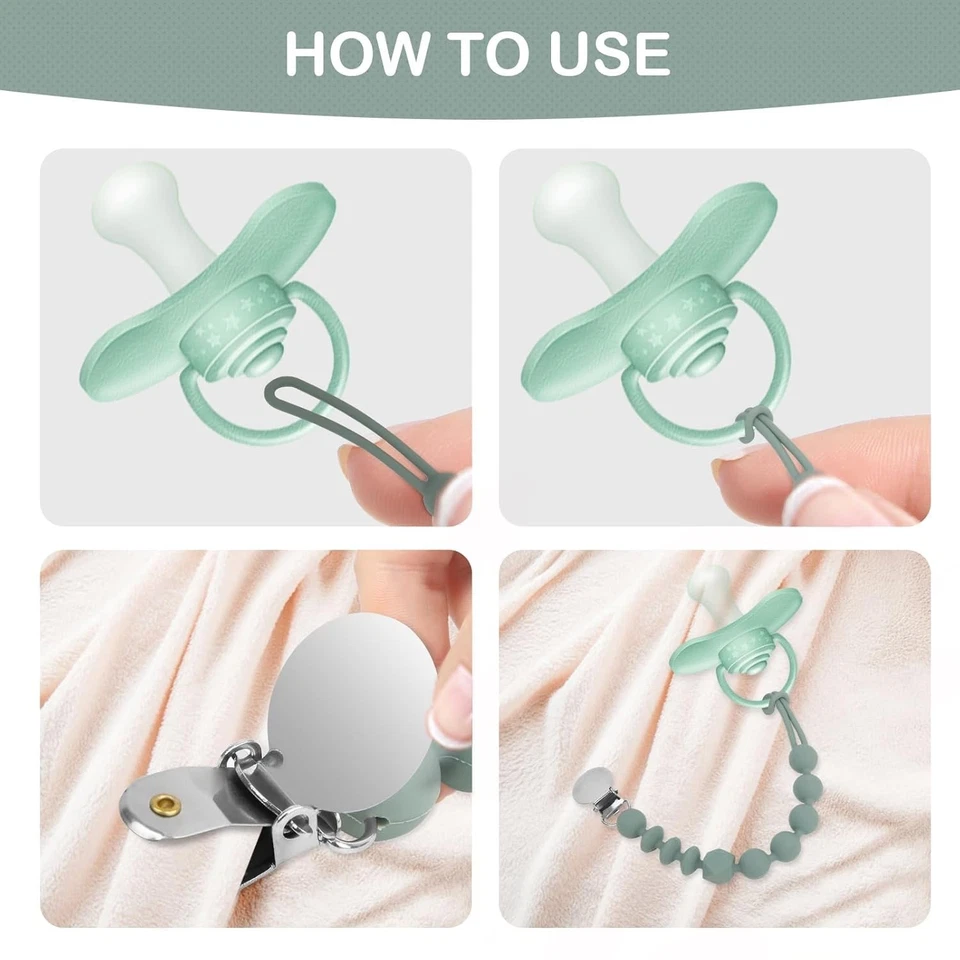 BPA-Free Silicone Pacifier Clips Set of 4 for Boys - Secure & Dishwasher Safe - Image 4 of 4