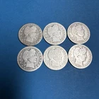 Barber QUARTER  DOLLAR Dates Radom Lot of 6 Coins  90% Silver  ( 225 )