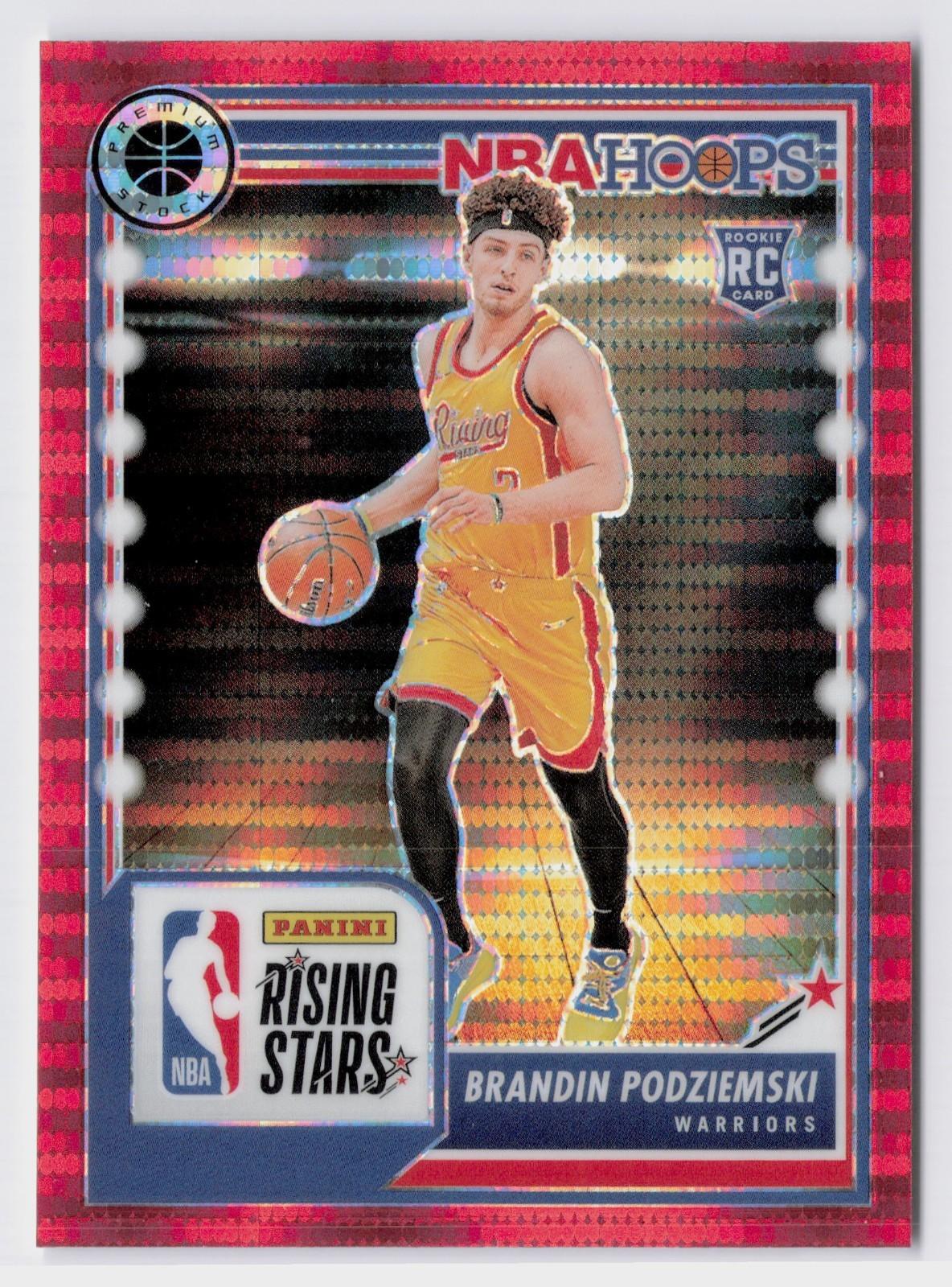 2023-24  NBA Hoops Premium Rising Stars Brandin Podziemski #297 Red Pulsar (RC)