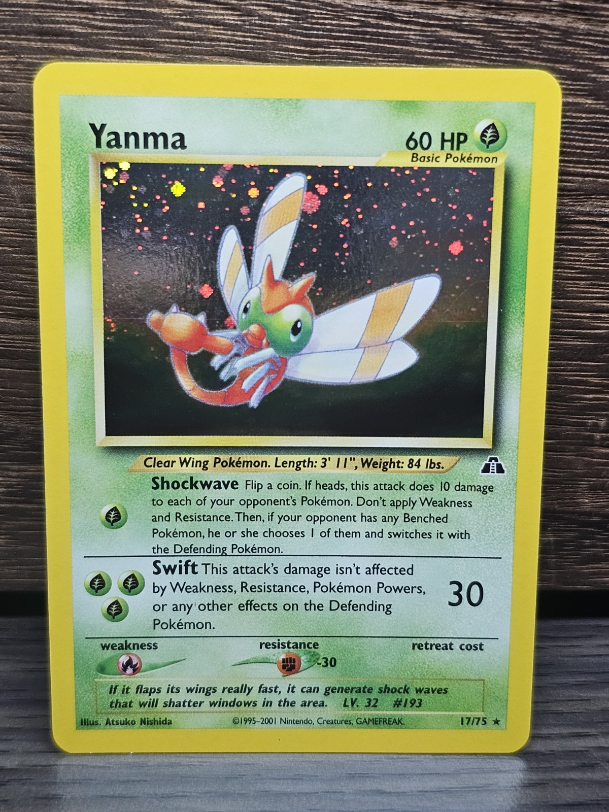 Yanma Unlimited Holo Rare 17/75 - Pokemon TCG Neo Discovery Vintage NM