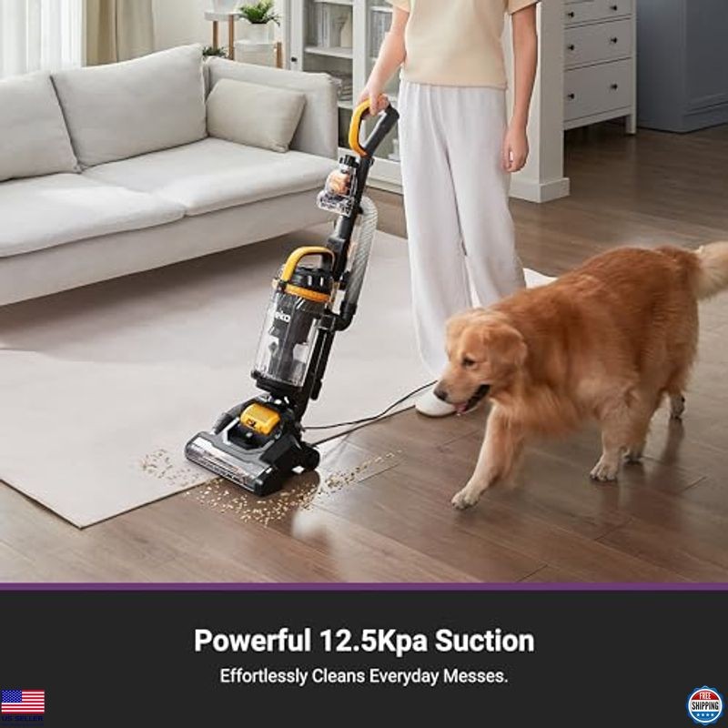Powerful Bagless Upright Vacuum Cleaner for Carpet & Pet Hair, Lightweight,