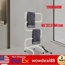 White Stainless Steel S-Shaped Heated Towel Rack Electric Towel Warmer 110V