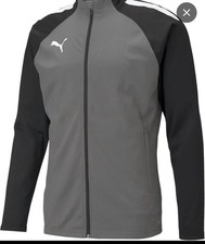 PUMA Men's Gray Black Colorblock Track S Jacket Full Zip Lightweight Pockets