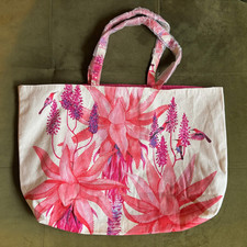 ESTEE LAUDER BEAUTIFUL LINED PINK TOTE BEACH SHOPPING BAG NEW FLORAL PRINT