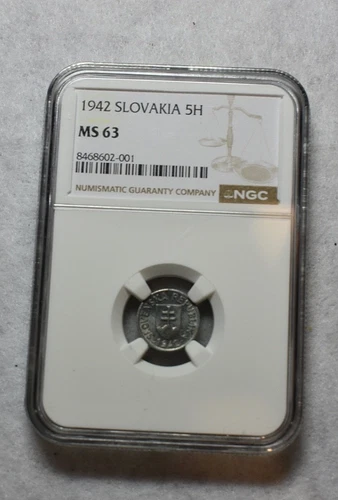 SLOVAKIA 5 HALEROU 1942 NGC CERTIFIED MS 63  - stock# 3