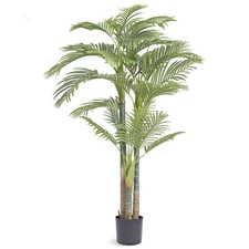 Uimoso 6.5 Feet Artificial Golden Cane Palm Tree Faux Plant Indoor Outdoor Decor
