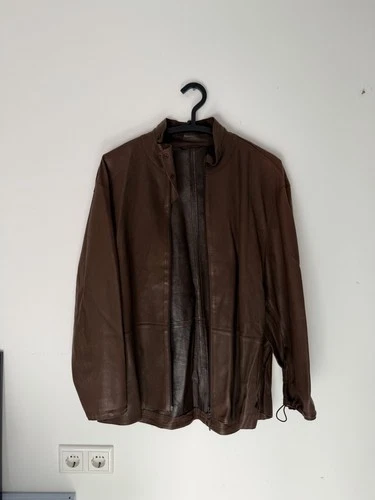Burberry Prorsum Men's Leather Jacket Brown College Jacket Stand Collar Size 54 Vintage image 4