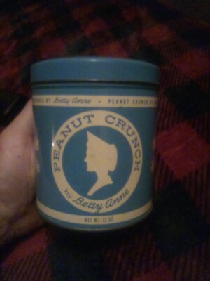 Peanut Crunch Tin by Betty Anne - Blue/Snowflakes/Fort Wayne/Kwatnez Candy Co.