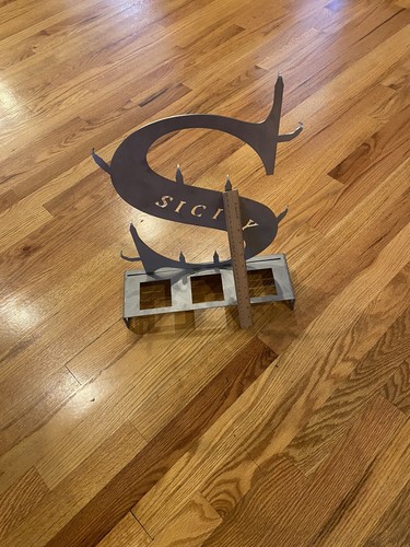 VINTAGE METAL ADVERTISEMENT DISPLAY SIGN - SICILY LETTER S - 18 INCHES TALL WOW