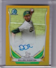 2014 BOWMAN CHROME #BCAPDO DILLON OVERTON AUTOGRAPH RC GOLD REFRACTOR #15/50 A'S