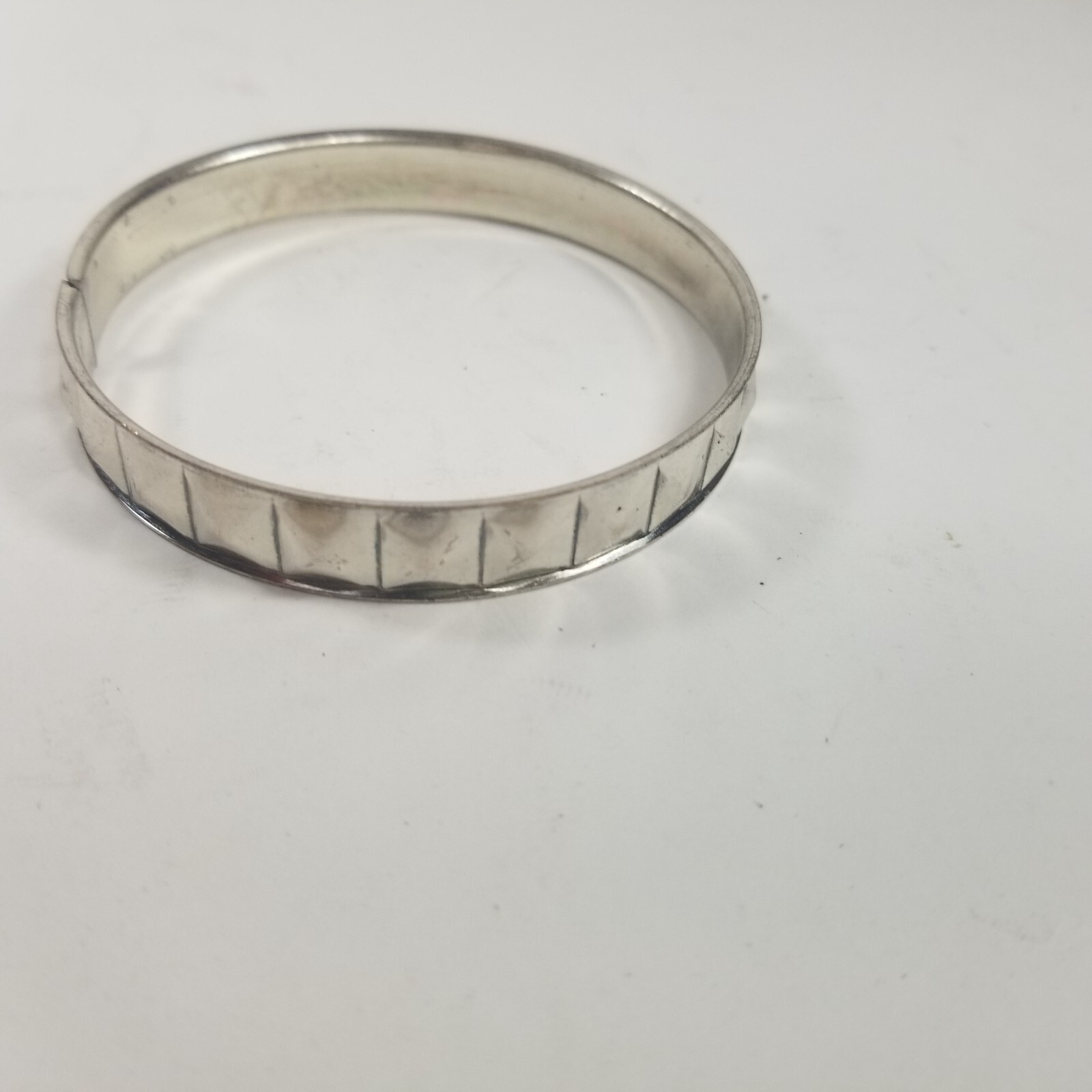 Bangle Bracelet Silver Tone Solid Square Diamond … - image 3