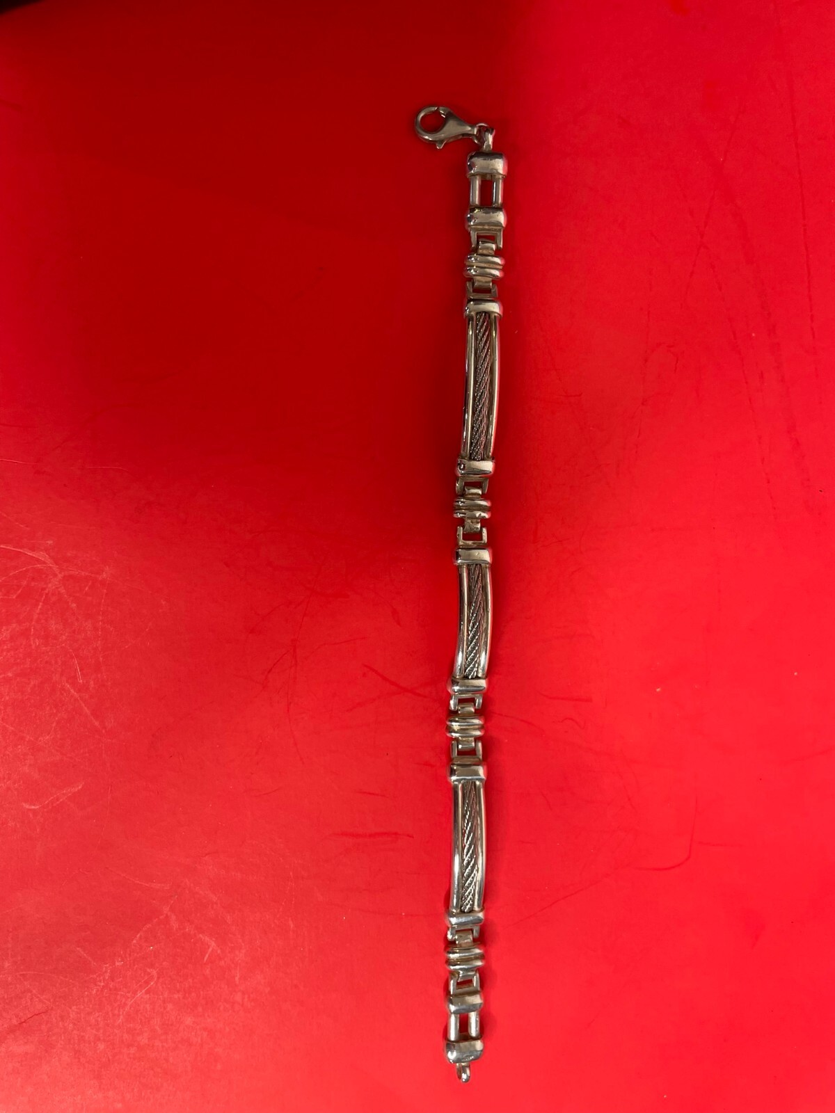 Sterling silver rectangular link with twisted rop… - image 2