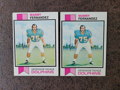 2) 1973 Topps Football Manny Fernandez #75 - Miami Dolphins Legend