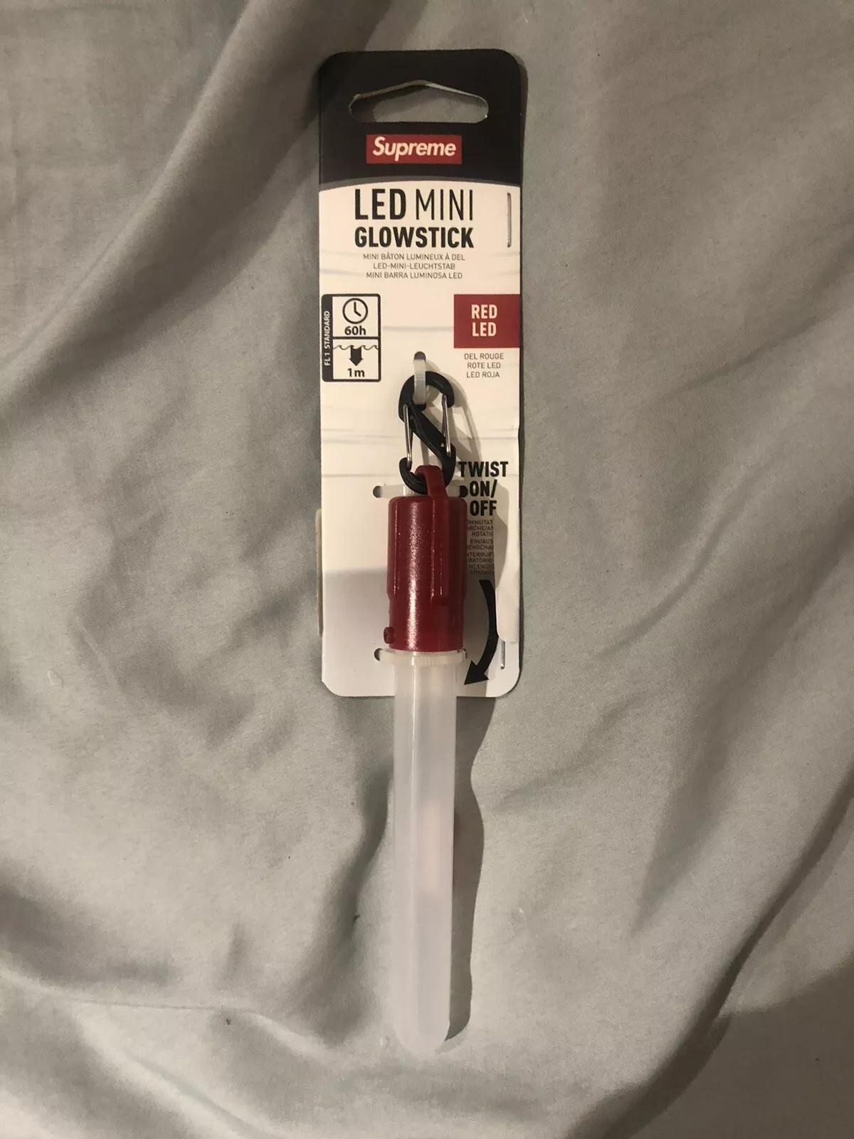 Porte clés Supreme DEL Glowstick Nite Lite neuf rouge SS18