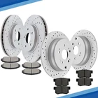 AWD Front Rear Drilled Rotors Disc + Ceramic Brake Pads for Acura RDX Honda CR-V