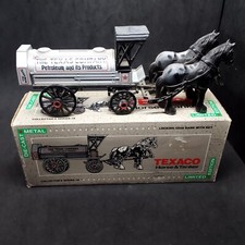 1991 Ertl 1900s Style Texaco Horse and Tanker Die Cast Metal Coin Bank