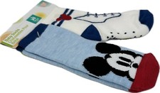Disney Store Baby 2 Pk Blue Red Crew Cotton Mickey Mouse Gripper Socks 12-24 MO