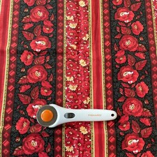 Red Striped Florals Unbranded Cotton Fabric By The Half Yard